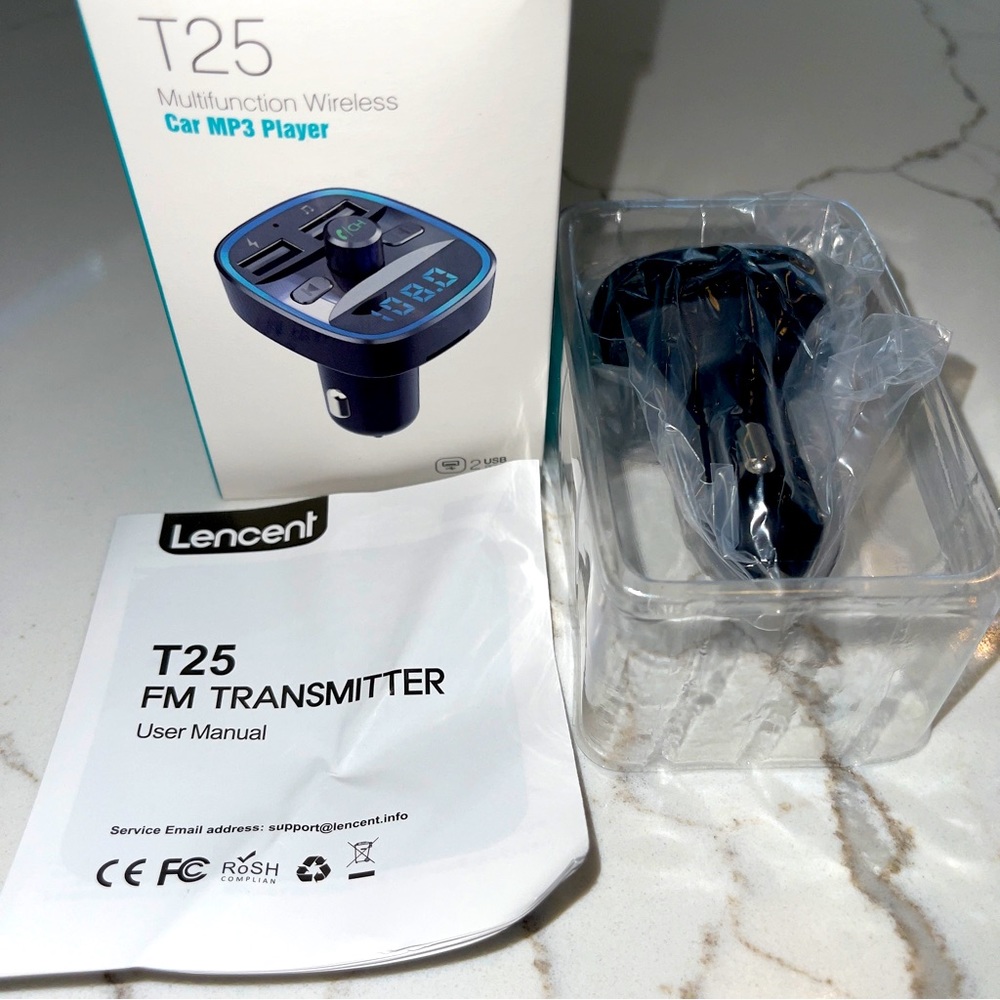 NEW LENCENT FM Transmitter, Bluetooth FM Transmitter Wireless Radio Adapter Car